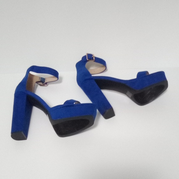 Pazzle Handmade Blue Suede‎ Ankle Strap Sandal Heels 10 - Picture 6 of 7